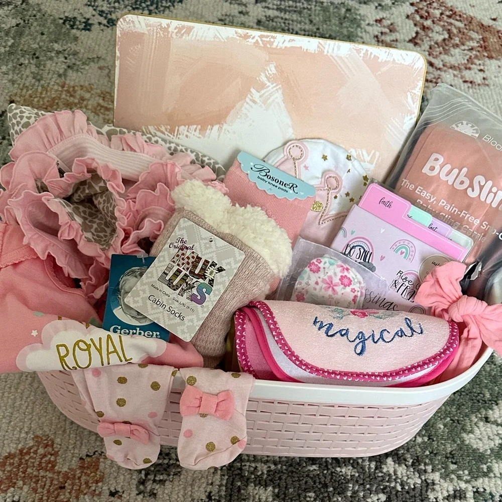 New Baby Newborn Girl Gift Set + Mom Pink Girly Baby Shower Gift for Her - Picture 12 of 16